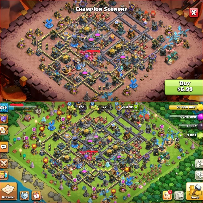 Th18, Xp 255, All 5 Heroes Max [ 6 Rare Epic Max ] Nc Available, 9000 Gem, 3750 WAR STAT, 775 Medal, 125 Wall Max, Trees 2016 To 2025