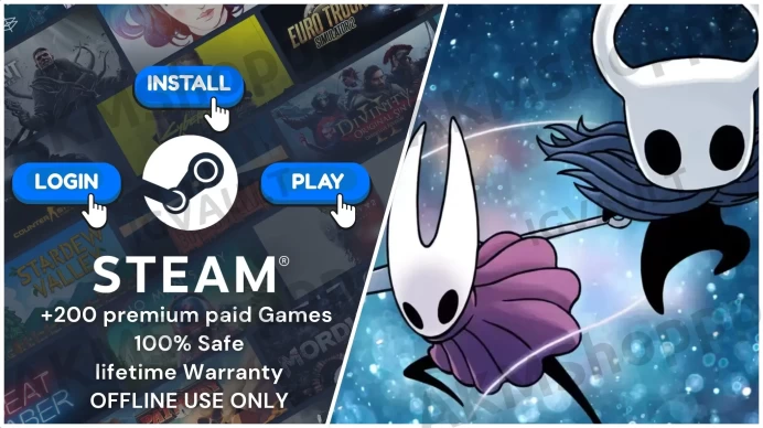 Hollow Knight + Hollow Knight: Silksong + 300 Premium Paid Games ◈Steam Offline Activation ◈ Instant Delivery ◈ Life time Access