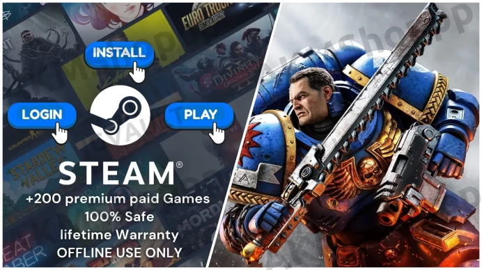 Warhammer 40,000: Darktide + Space Marice 2 + Vermintide 2 + 300 Premium Paid Games ◈Steam Offline Activation ◈ Instant Delivery