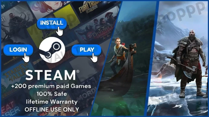 God of War + God of War Ragnarok + 300 Premium Paid Games ◈Steam Offline Activation ◈ Instant Delivery ◈Life time Access