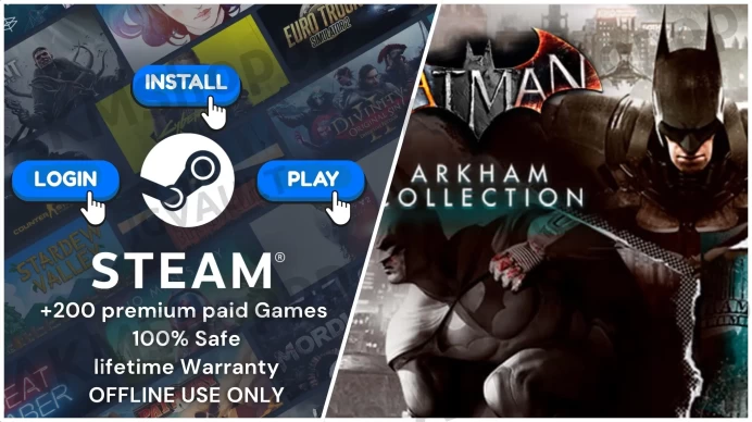 Batman: Arkham Asylum + City GOTY + Origins + Knight + 300 Premium Paid Games ◈Steam Offline Activation ◈ Instant Delivery ◈Life time Access