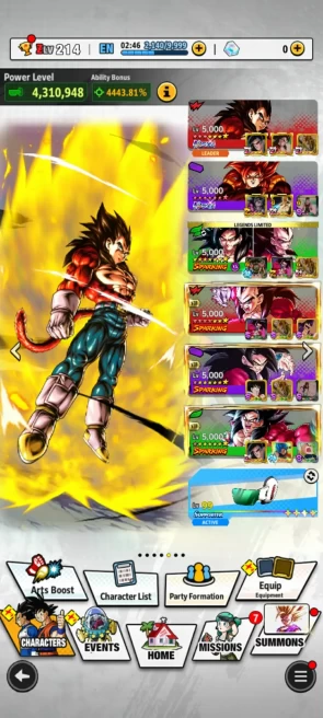 ANDROID+IOS- Nice Team GT- UL ss4 Gogeta FULL+UL ss4 Vegeta 10S+ 28 LF (ss4 Gogeta Full+Buu kid 8s+ss4 Goku+Shenron) Good Equip (D43)