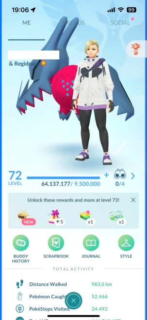 Level 72, 3 Legend IV100, 128 Shiny, 152 Legend, 28 IV 100, 8 Shiny Legend, 44 Shadow Legend