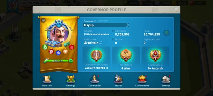 3 Accounts in 1 email 20M Power, VIP 10, CH 25, 41K Gems, 609M RSS, 168 Days Speedup, 170 Golden Keys, 100 Golden Heads; 16M Power&2M Power #160