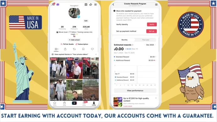 US Monetized Creator Rewards Program Account | 21k Real Followers & 336k Likes | Real screenshots + Full Access + Account in Good Standing
