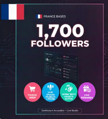 |France | 1 700 Followers | TikTok Shop + Live Rewards+Work with Artists| Dashboard Accessible