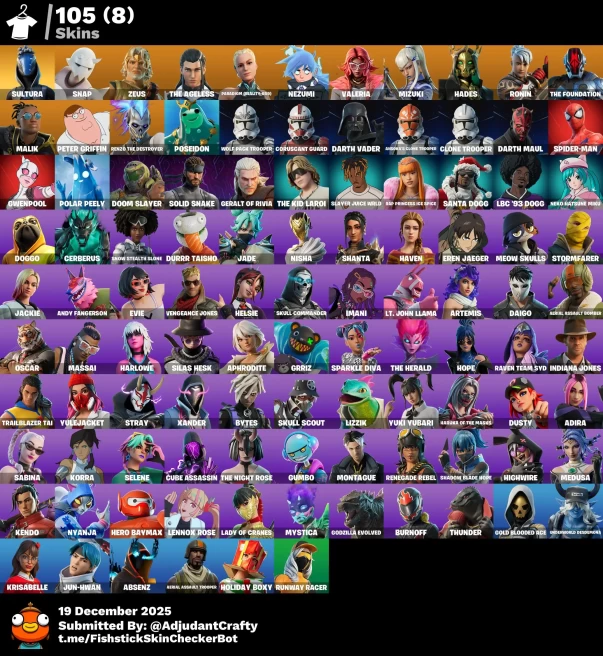 [Code 8417] [PC] 105 skins | Aerial Assault Trooper | Sultura | Snap | Zeus | The Ageless | Paradigm (Reality-659) | Nezumi | Valeria | Mizuki 