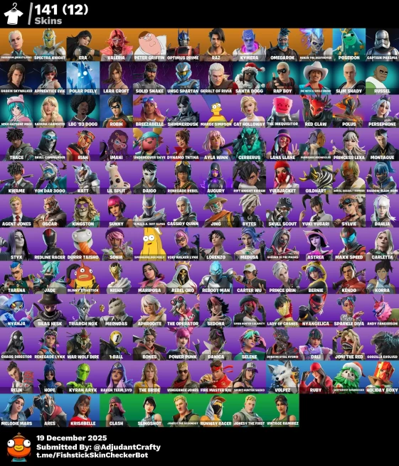 [Code 8418] [PC] 141 skins | Paradigm (Reality-659) | Spectra Knight | Era | Valeria | Peter Griffin | Optimus Prime | Raz | Kymera | Omegarok 