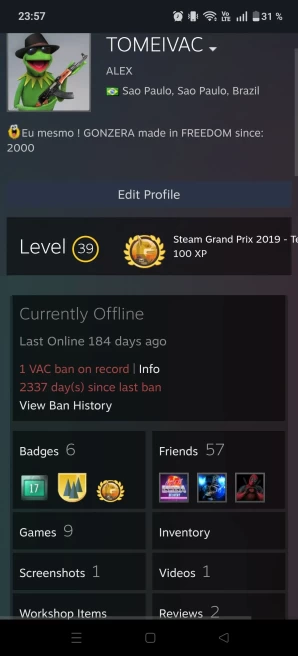 [Code 8426] Level 39 + 6 Medals / 1 Vac csgo / Very Cheap