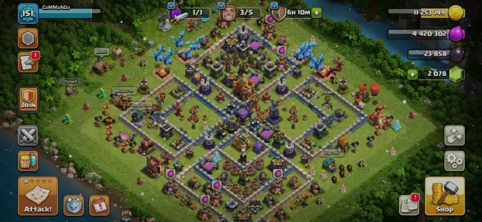 TH 16, 3 Equipment Epic, 2000 Gem, 6 Hero Skin, Magic Items, Hero Hall Level 7, Defense High Level