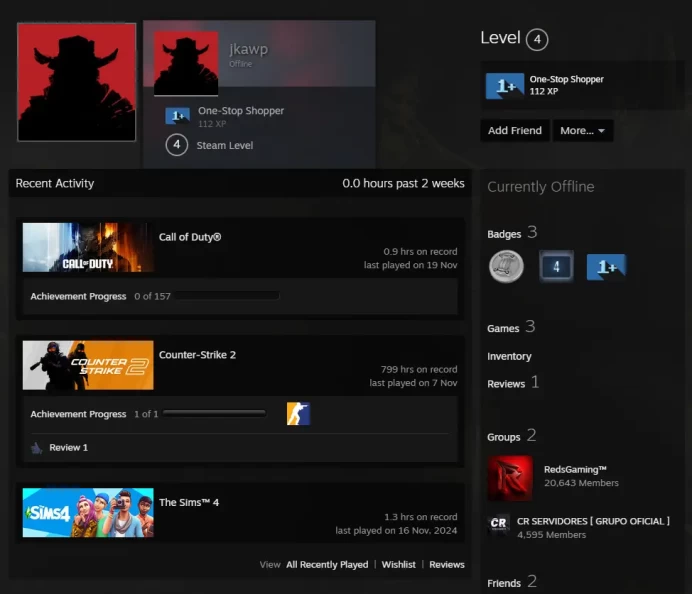 CS2 Prime 799 hours+4Medals(Gold Operation Broken Fang Coin/Premier Season One Medal/2021 Service Medal/Global Offensive Badge)