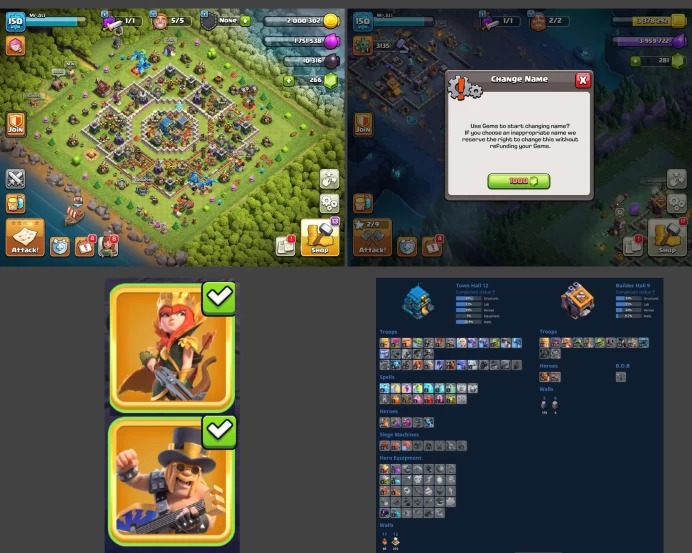 ■TH:12 (+50%) ■Heroes: K44 Q50 P20 W19 ■Skins:2 ■BH:9 ■Full Access ■Instant Delivery ■A3637
