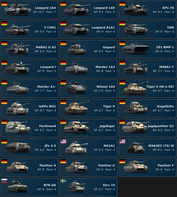[Code 8462] Level 72 / 1 Rank 7 + 7 Rank 6 / Leopard&nbsp;2A4, Leopard&nbsp;1A5, KPz-70, T-72M1, Leopard&nbsp;A1A1, TAM / No acces mail