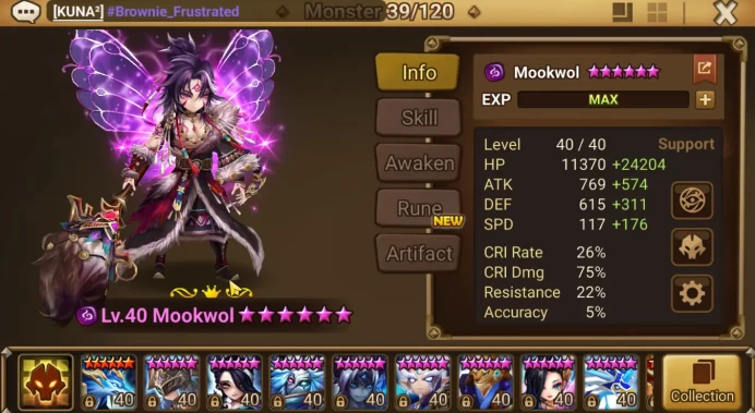 GLOBAL Lv100 Best Progres|1 LD Mookwol|30 Total NB5(Tiana,Chandra,Belial) + 85 6* Monster|Auto R5|Good Rune|Hive|SS(SWR821)