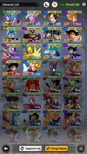 374M Total Power|LV170|9 UL+ 42 LL|S Siyan God SS Gogeta,S Saiyan 4 Gogeta,Final Form Frieza,Super Vegito,Etc|Android|SS(DBL845)