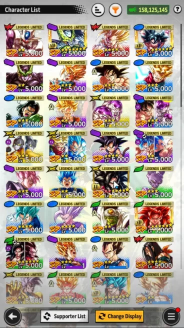 158M Total Power|LV209|6 UL+ 33 LL|Beast Gohan, SS 4 Vegeta, SS 4 Gogeta, Vegeta, Omega Shenron, LL Super 17|Android|SS(DBL848) 
