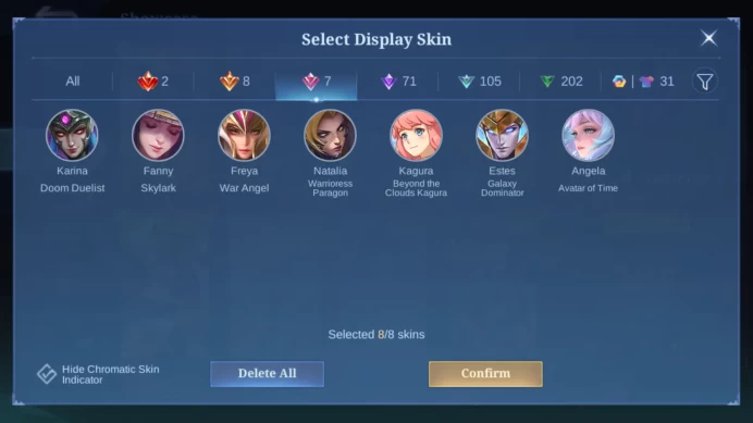 Hero 131 Skin 425|Legend [Lesley,Gusion]Ruby Aspirant,Leomord Ducati,3 Prime [Betrix,Claude,Yu Zhong|TakeMail|CheckSS(MLBB1849)