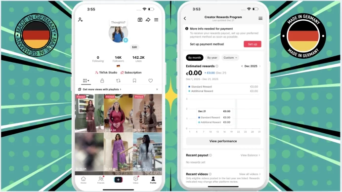 100% Monetized Germany Account Creator Rewards Program Active | 14k Real Followers & 142k Likes | Real Screenshots + Full Access + Good Standing