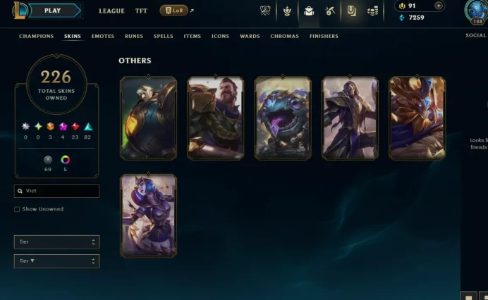 LAN(TRANSFERABLE) EMAIL CHANGEABLE 146 CHAMPIONS 226 SKINS 6 VICTORIOUS Prestige True Damage Senna Hextech Nocturne Risen Legend LeBlanc