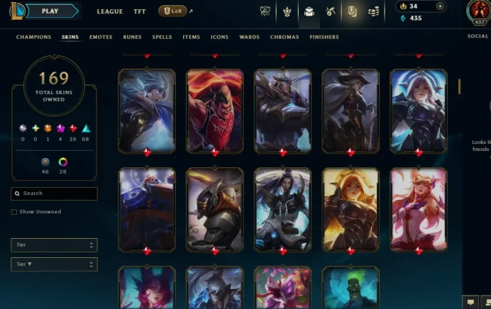 LAN(TRANSFERABLE) EMAIL CHANGEABLE 437 LVL 159 CHAMPIONS 169 SKINS  Prestige Valiant Sword Riven 2X HEXTECH POPPY ZOMBIE RYZE