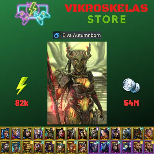 Starter acc with Elva : 82k energy / 54 mln coins / Minaya, Arix, Ninja + 18 Login Legendaries / Madame Serris, Geomancer