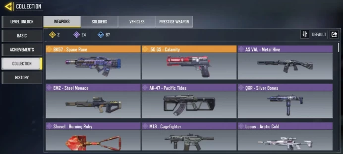 legend gun 2 | LVL 99 | Epic Guns 24 | character Epics 7 | C: 10k | code 6266 | Saved:Activision