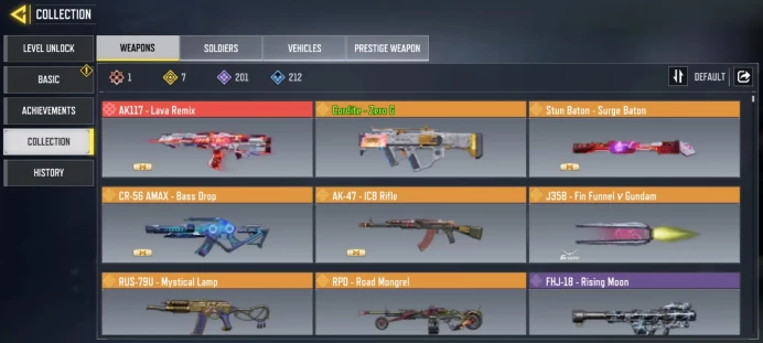mythic gun 1 | legend gun 7 | LVL 181 | Epic Guns 201 | character Epics 97 | C: 20k | code 6268 | Saved:Activision