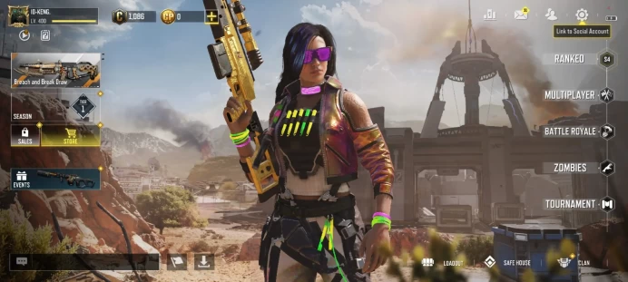mythic gun 1 | legend gun 7 | LVL 400 | Epic Guns 224 | character Epics 82 | C: 1k | code 6270 | Saved:Activision