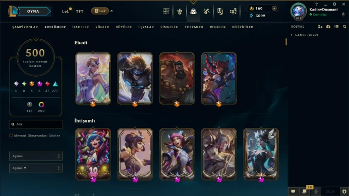 TR | 500 SKIN | 3K+ BE | 619 LVL | SILVER III | MAIL CHANGEABLE LEAGUE OF LEGENDS ACCOUNT