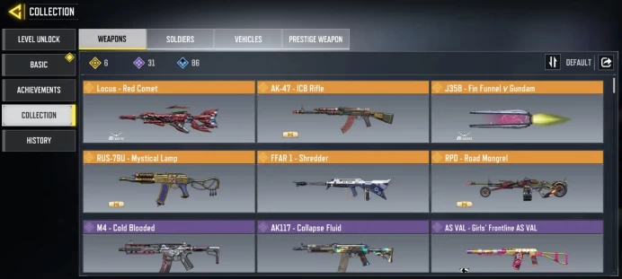legend gun 6 | LVL 142 | Epic Guns 31 | character Epics 17 | C: 17k | code 6292 | Saved:Activision