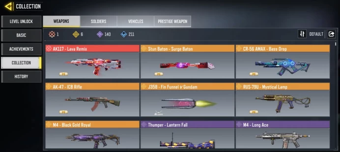mythic gun 1 | legend gun 6 | LVL 227 | Epic Guns 140 | character Epics 64 | C: 6k |  code 6312  |Saved:Activision