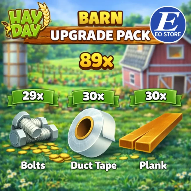 7 DAY• WEEKLY SUBSCRIPTION BARN UPGRADE PACK 89【30x BOLTS • 29x DUCT TAPE • 30x PLANKS】FAST, SAFE & TRUSTED SELLER◆LOWEST PRICE IN THE MARKET