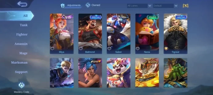 iOS Android - Skins 122 - Heroes 74 - Emblems 90 Max - Diamonds 3 - Code861