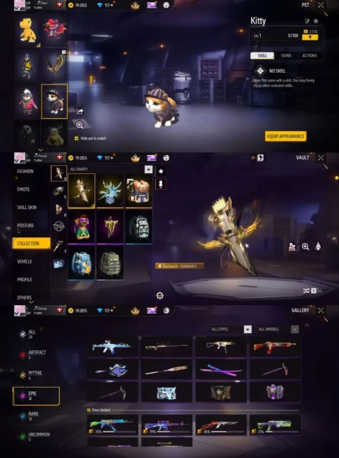 iOS Android (Global) - Level 37 - Set 11 - Emote 11 -Dance 3 ⸱ Pet 6 - Weapon 33 - Artifact 2 - Mythic 6 - Epic 12 - Diamond 117 - Code864
