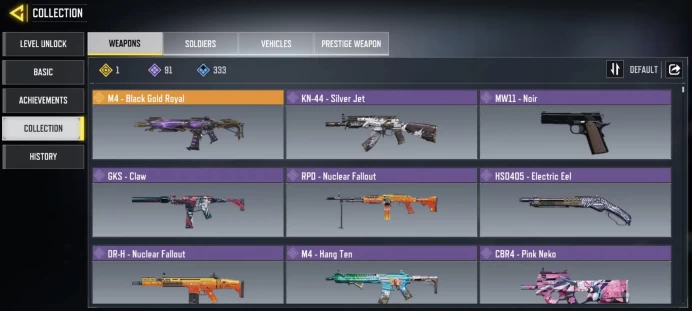 legend gun 1 | LVL 270 | Epic Guns 91 |character Epics 36 | C: 12k | code 6321 | Saved:Activision