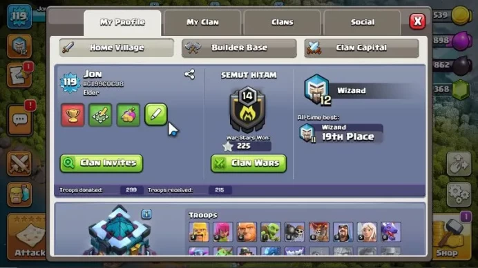 TH 13 - BH 9|LV 119|HH 7|BK 65,AQ 67,GW 40,MP 40,RC 9|Gems 368|CN OFF|ProtectOFF|TAKE MAIL(COC1764)
