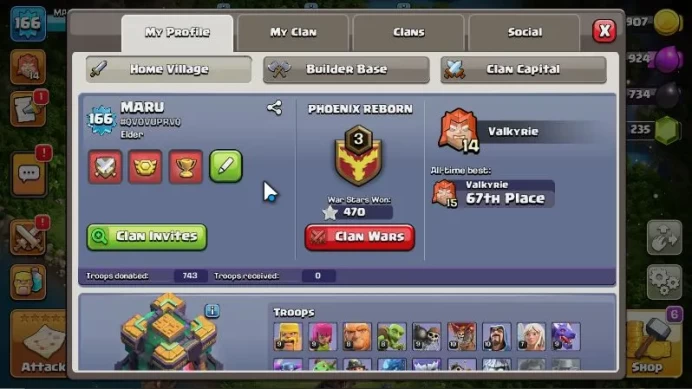 TH 14 - BH 10|Limited Skin|LV 166|HH 8|BK 70,AQ 80,GW 55,MP 45,RC 30|Gems 235|CN ON|ProtectOFF|TAKE MAIL(COC1771)