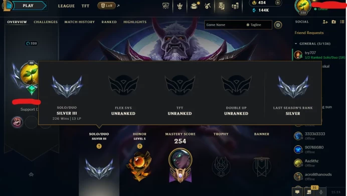 【EUW】Level 320 155 Champ/ 50 Skins Full Access High Quality Account Instant Delivery️