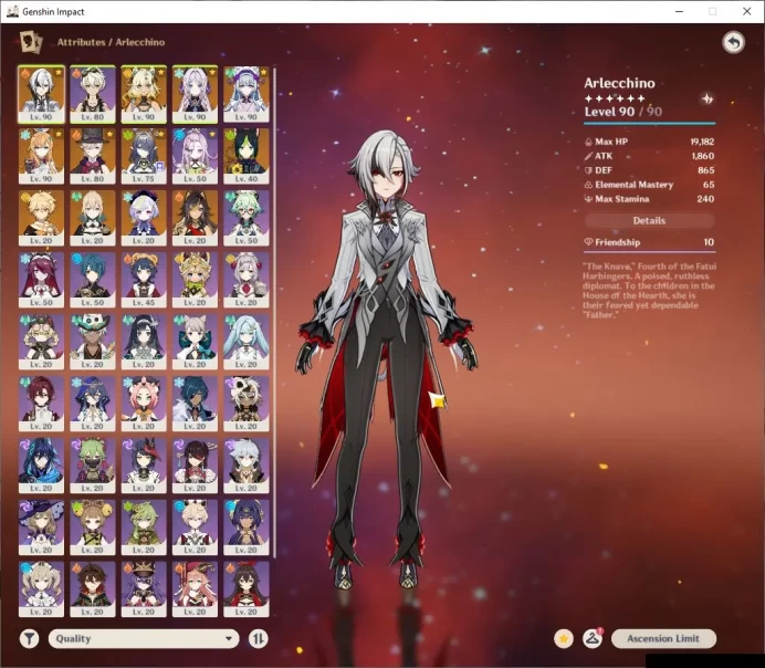 ASIA|AR 55|6 Limited+4 [5 Star Weapon]|Lyney+Sign,Arlecchino,Xilonen,Citlali,Lauma,Escoffier|MC Male|Take Email|Check SS(GI4229)