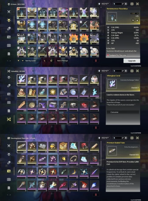 All Platform - EU - Union80 - 27 Charcter+15 5'Star - 13 Weapons 5'Star - Phrolova - Camellya - Carlotta - Cartethyia - Ciaccona - Code872