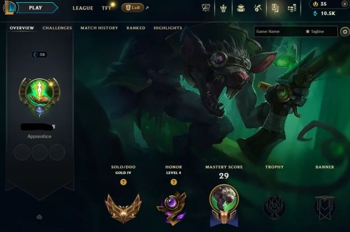 EUW S15 Gold IV 46% WR Champs: 32 Skins: 5 Honor: 4 BE: 10500 Lvl: 38 INSTANT DELIVERY #2485