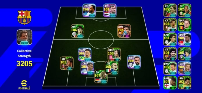◉ 3205:Strength * Konami save * Player : 43 * Highlight:3 * Show time 10 * Epic 17 * Bigtime :Messi * check pics