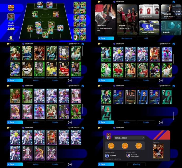 ◉ 3205:Strength * Konami save * Player : 43 * Highlight:3 * Show time 10 * Epic 17 * Bigtime :Messi * check pics