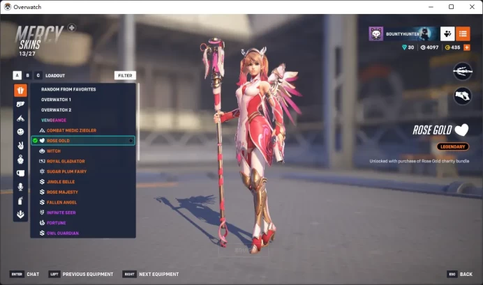 ROSE GOLD / ROYAL GLADIATOR / MERCY / GENJI /  Full Mail Access / see the picture / Please Read Description / BoothKe