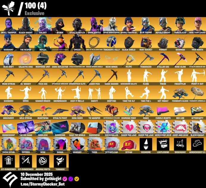 312 Skins | OG Skull Trooper | Galaxy | Ikonik | Stealth Reflex | Dark Vertex | Rsk | Twitch Prime | Fresh