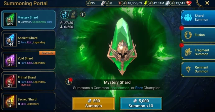 Starter with Ankora + Shards : 144 Ancient, 31 Void, 21 Primal, 4 Sacred | Ninja + 15 Login Legendary | Mine max