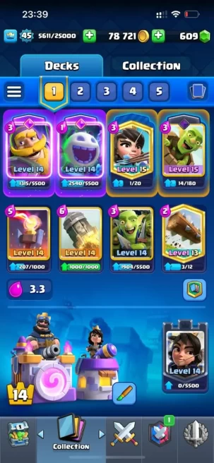 2 ACCOUNTS , KT 14 MAX , FULL EMOTE , FULL SKIN TOWER , WITH : COC ACCOUNT TH 15 , (175)