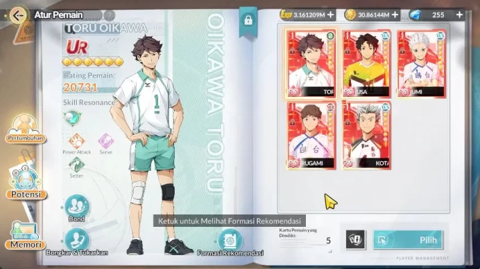 SEA|Lvl 51|10 SPT|5 UR+Memo[Oikawa,Bokuto,Sakusa,Hirugami,Hoshiumi] + 7 SSR[Hinata,Iwaizumi,Komi,Etc]|Google|Check SS (HFH935)