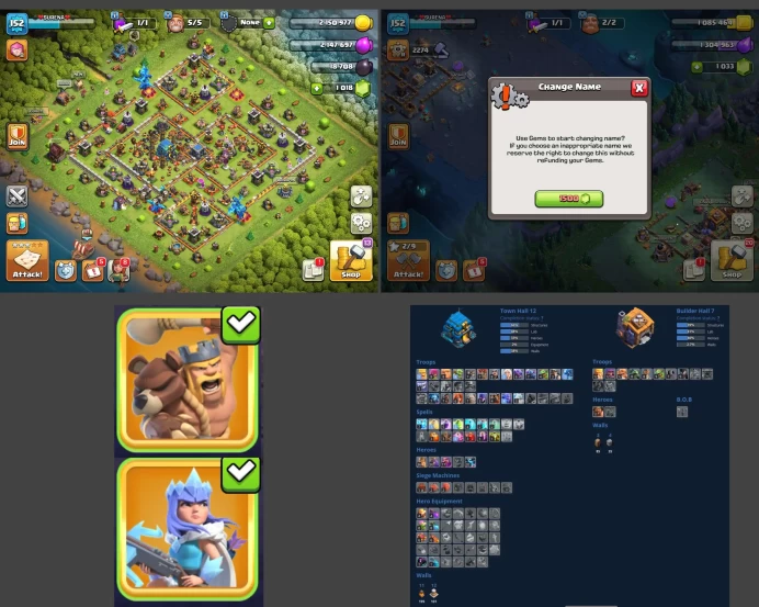 ■TH:12 (+45%) ■Heroes: K36 Q50 P20 W17 ■Skins:2 ■BH:7 ■Full Access ■Instant Delivery ■A3863