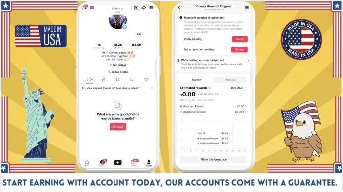 US Monetized Creator Rewards Program Account | 10k Real Followers & 82k Likes | Real screenshots + Full Access + Account in Good Standing